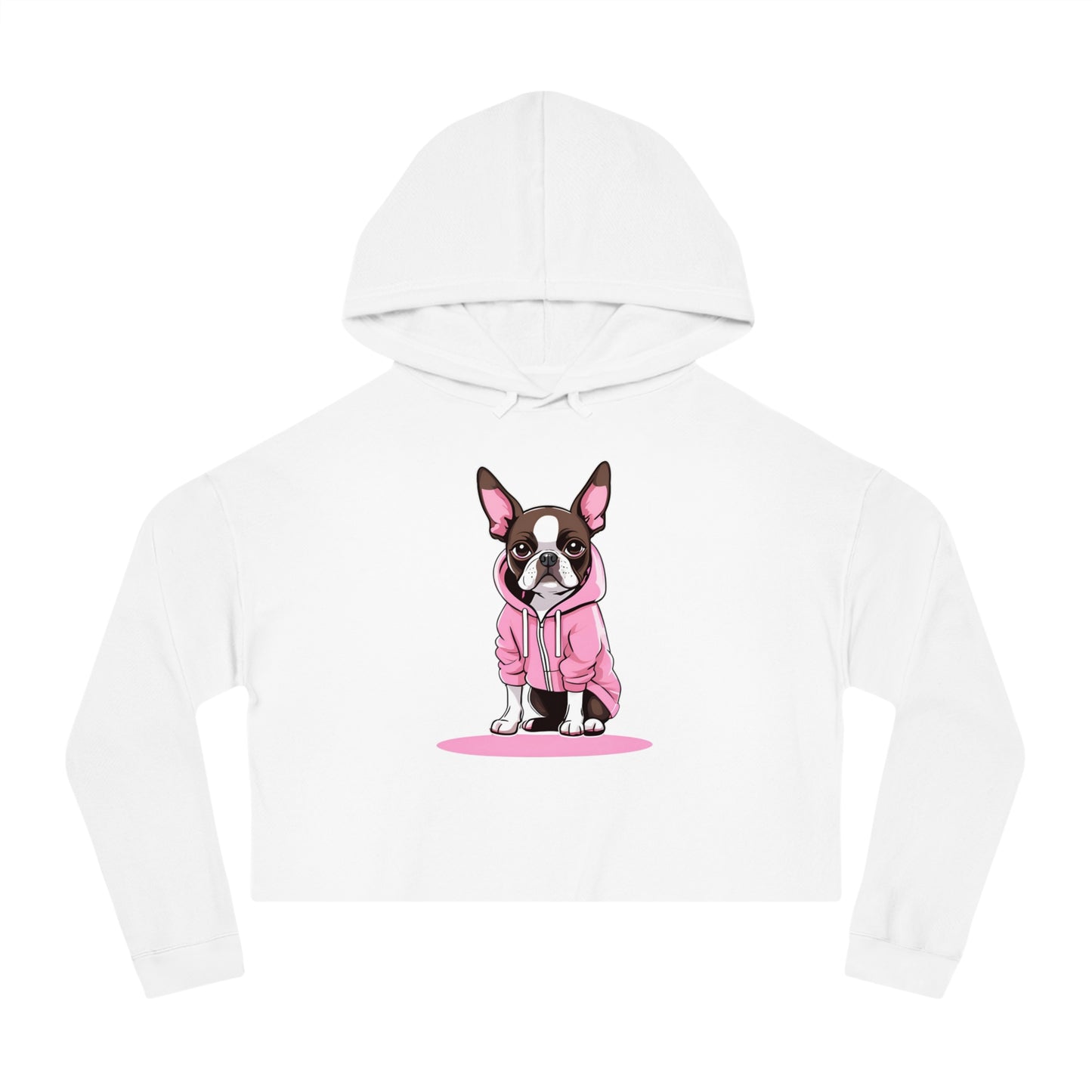 Cropped Hooded Sweatshirt with Boston Terrier