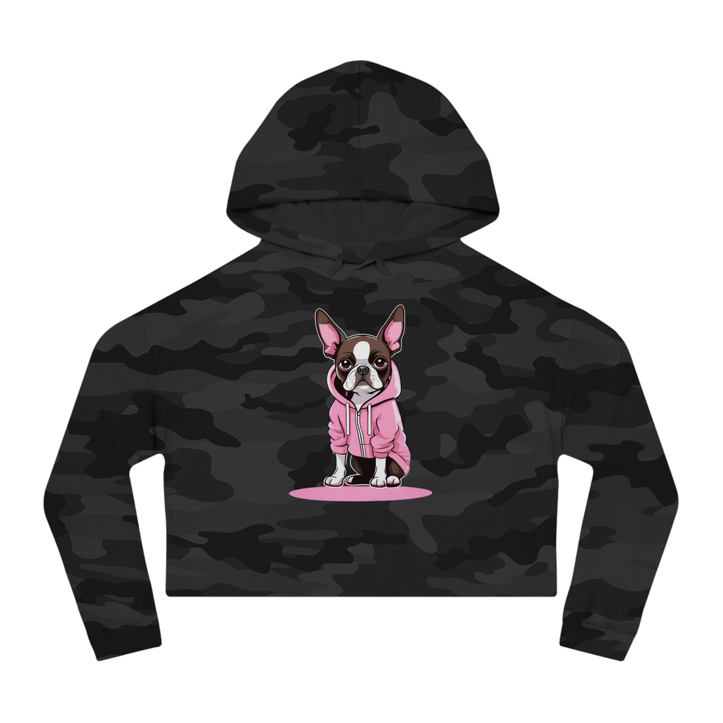 Cropped Hooded Sweatshirt with Boston Terrier