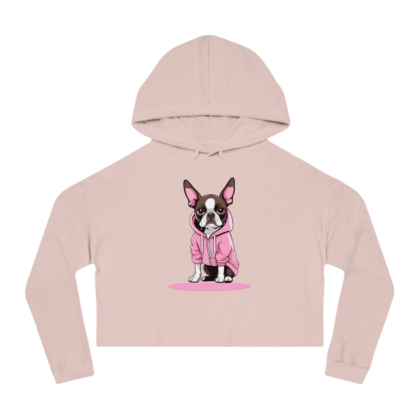 Cropped Hooded Sweatshirt with Boston Terrier