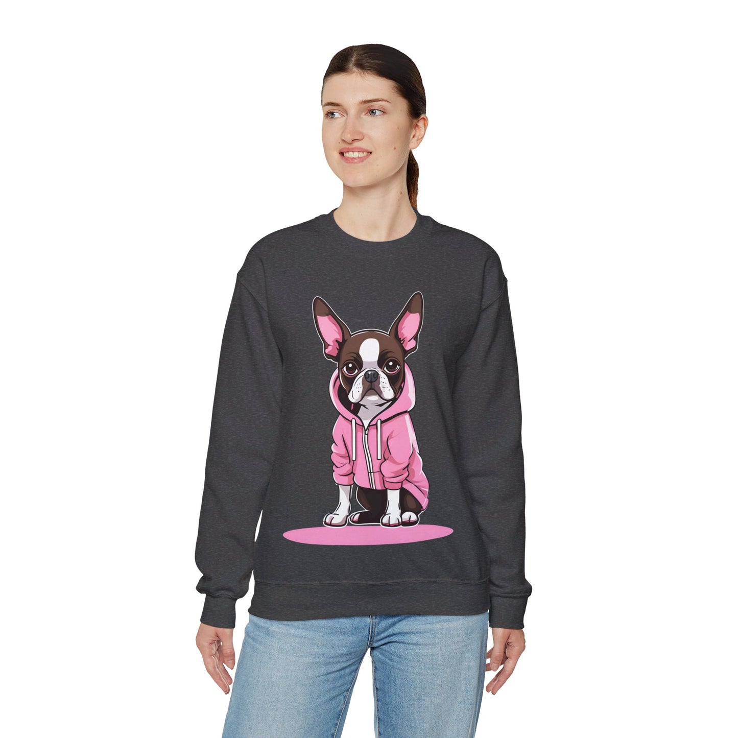 Crewneck Sweatshirt with Boston Terrier