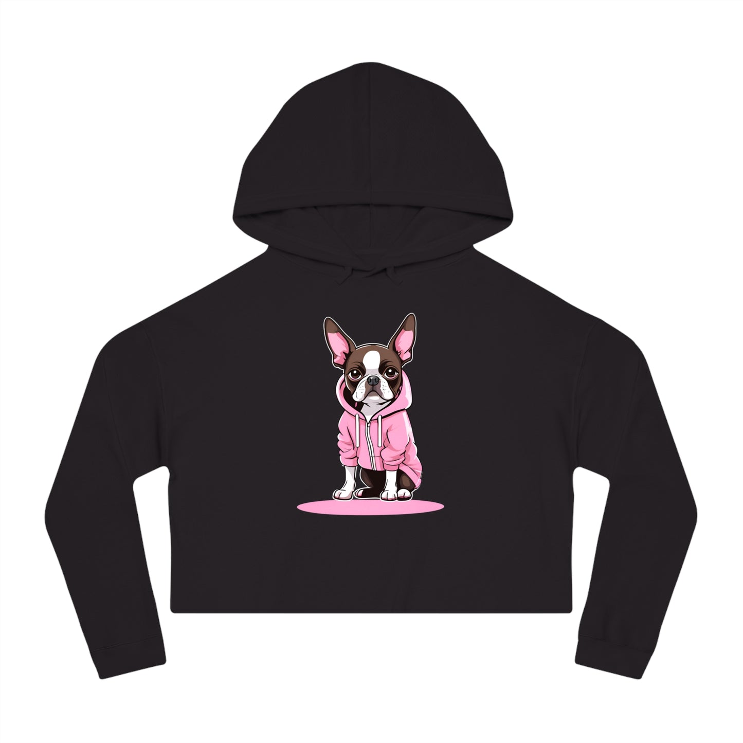 Cropped Hooded Sweatshirt with Boston Terrier