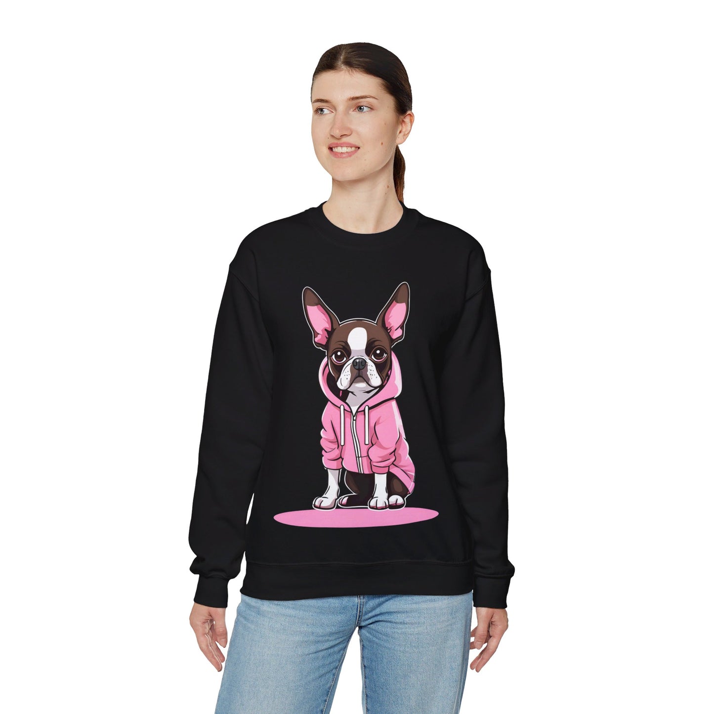 Crewneck Sweatshirt with Boston Terrier